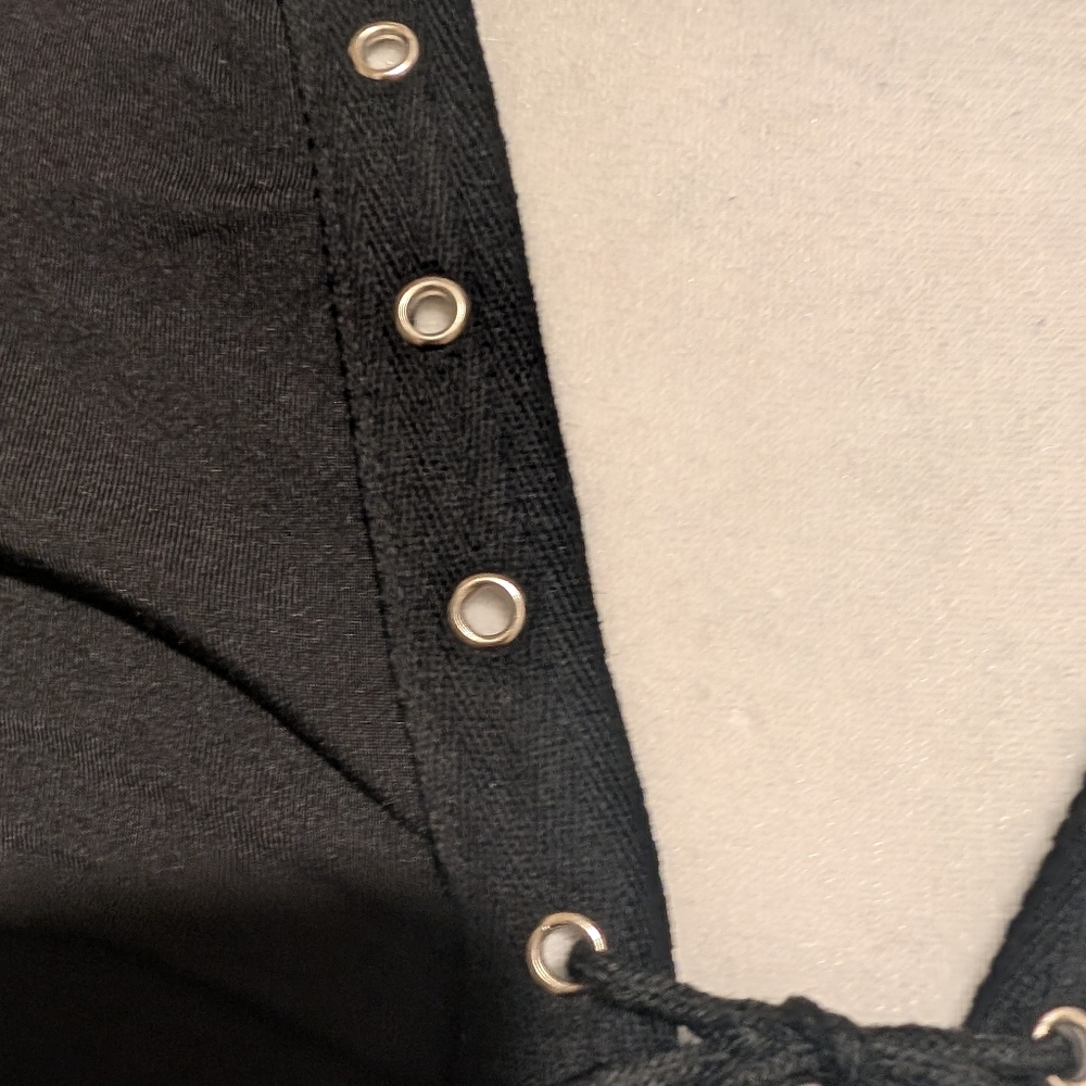 Black Lace-Up Micro short Romper - Picture 6 of 12